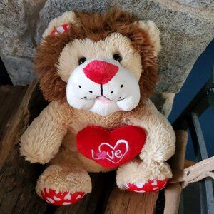 Lion Plush Stuffed Animal with LOVE Heart